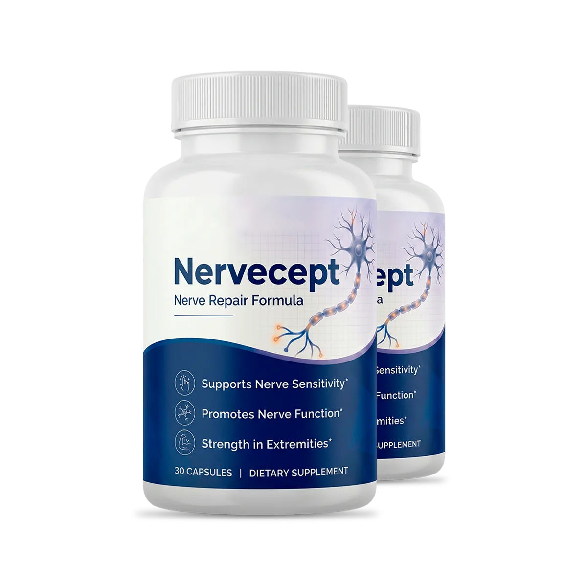 Nervecept Nerve Repair Formula supplement bottles